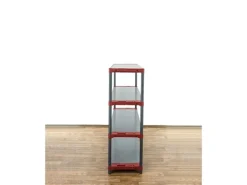PROREGAL Kunststoffregal Grey Bear Low HxBxT 138 x 130 x 46 cm Fachlast 70 kg Grau/Rot