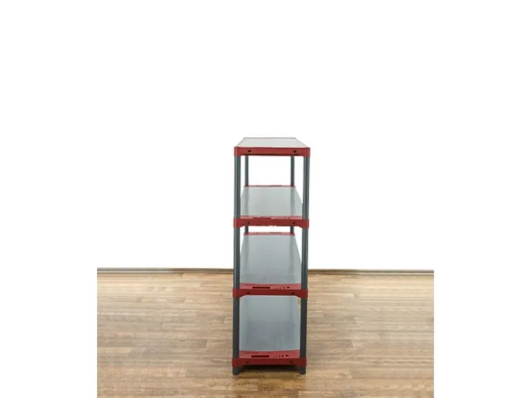 PROREGAL Kunststoffregal Grey Bear Low HxBxT 138 x 130 x 46 cm Fachlast 70 kg Grau/Rot