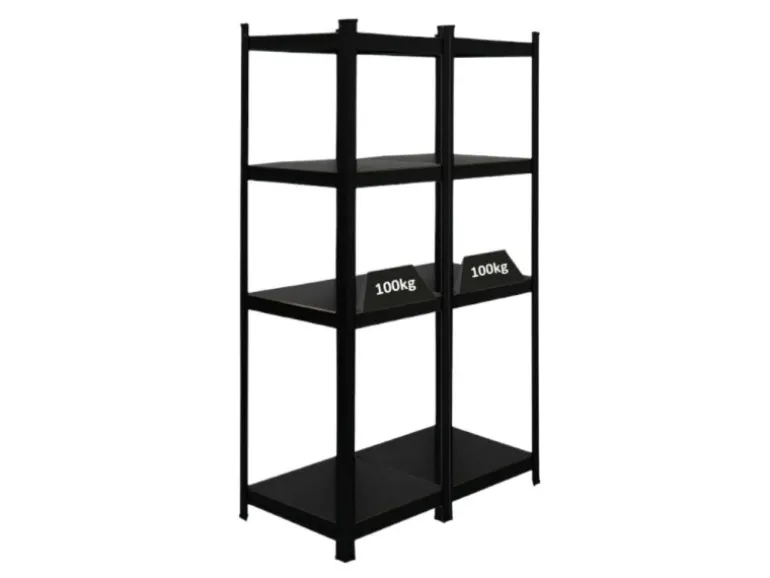PROREGAL Mega Deal 2 x All Black Series Schwerlastregal Ragnar HxBxT 150 x 45 x 45 cm Fachlast 100 kg Matt Schwarz Kellerregal Steckregal Garagenregal