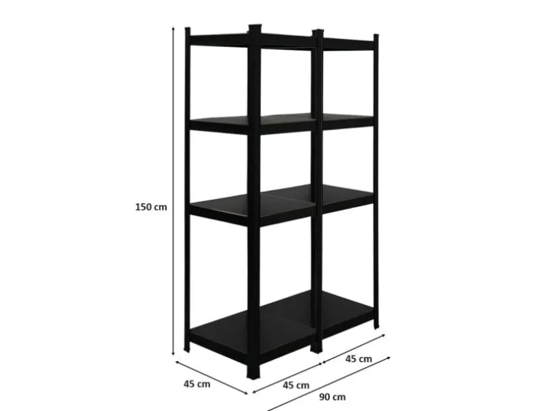 PROREGAL Mega Deal 2 x All Black Series Schwerlastregal Ragnar HxBxT 150 x 45 x 45 cm Fachlast 100 kg Matt Schwarz Kellerregal Steckregal Garagenregal