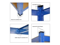 PROREGAL Mega Deal 1 x Eckregal & 2x Schwerlastregal Ragnar HxBxT 180 x 190 x 40 cm Fachlast 175 kg Blau Kellerregal Steckregal Garagenregal