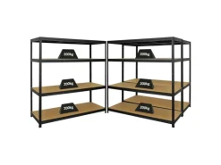 PROREGAL Mega Deal 3er-Set Schwerlastregal Giant Elephant 160x150x60cm mit 4 Ebenen Fachlast 200kg Schwarz