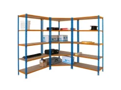PROREGAL Mega Deal 1x Eckregal & 2x Schwerlastregal Muli HxBxT 180 x 180 x 40 cm Fachlast 200 kg Blau-Orange PROREGAL Mega Deal 1x Eckregal + 2x Schwerlastregal Muli HxBxT 180 x 180 x 40 cm Fachlast 200 kg Blau-Orange