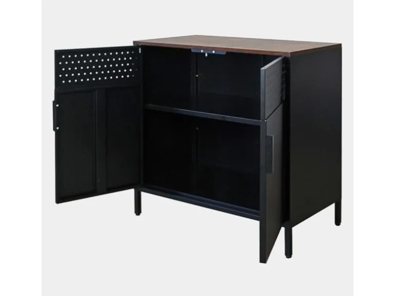PROREGAL Mega Deal 5x Aktenschrank Lion Metall Mit Beinen Metallschrank Doppeltür 76x80x40Cm Kommode 2 Verstellbare Einlegeböden Vintagebraun/Schwarz