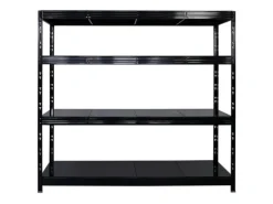 PROREGAL Mega Deal 2x Profi Schwerlastregal Rhino HxBxT 180x200x60cm 4 Stahlplatten-Ebenen Fachlast 500kg Schwarz