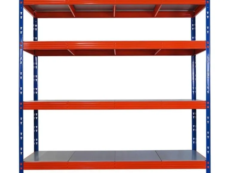 PROREGAL Mega Deal 3x Profi Schwerlastregal Rhino HxBxT 180x200x60cm 4 Stahlplatten-Ebenen Fachlast 500kg Blau/Orange