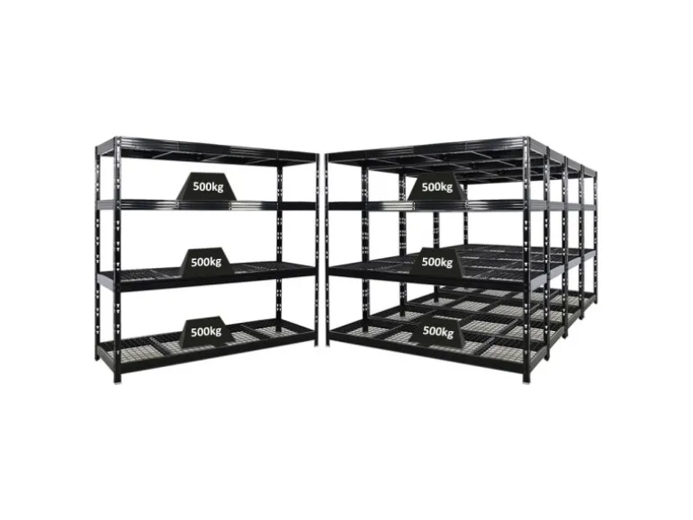 PROREGAL Mega Deal 5x Profi Schwerlastregal Rhino HxBxT 180x200x60cm 4 Gitterrost-Ebenen Fachlast 500kg Schwarz