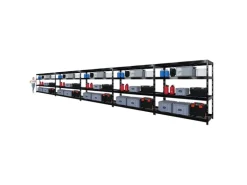 PROREGAL Mega Deal 5x Profi Schwerlastregal Rhino HxBxT 180x200x60cm 4 Gitterrost-Ebenen Fachlast 500kg Schwarz