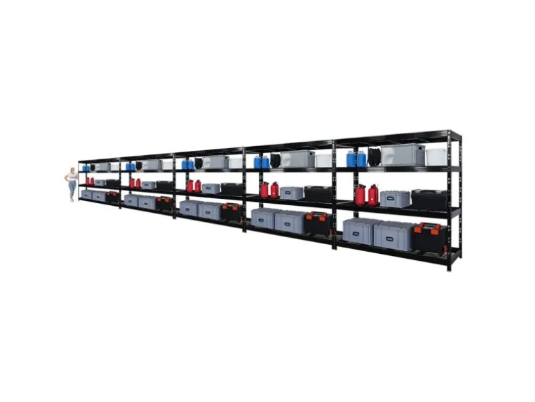 PROREGAL Mega Deal 5x Profi Schwerlastregal Rhino HxBxT 180x200x60cm 4 Gitterrost-Ebenen Fachlast 500kg Schwarz