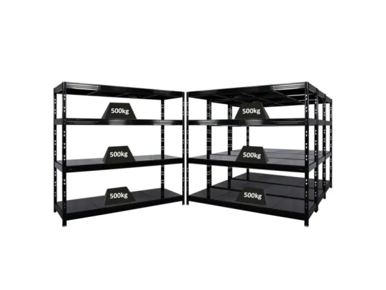 PROREGAL Mega Deal 4x Profi Schwerlastregal Rhino HxBxT 180x200x60cm 4 Stahlplatten-Ebenen Fachlast 500kg Schwarz