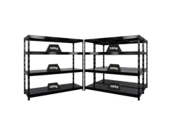 PROREGAL Mega Deal 3x Profi Schwerlastregal Rhino HxBxT 180x200x60cm 4 Stahlplatten-Ebenen Fachlast 500kg Schwarz