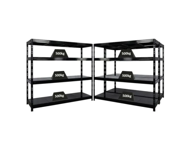 PROREGAL Mega Deal 3x Profi Schwerlastregal Rhino HxBxT 180x200x60cm 4 Stahlplatten-Ebenen Fachlast 500kg Schwarz