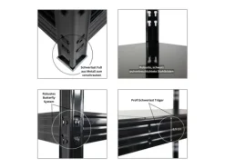 PROREGAL Mega Deal 3x Profi Schwerlastregal Rhino HxBxT 180x200x60cm 4 Stahlplatten-Ebenen Fachlast 500kg Schwarz