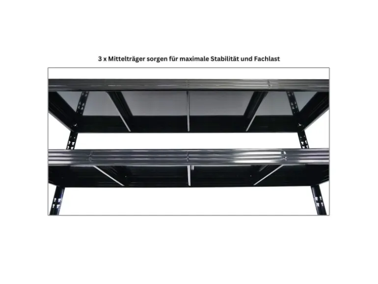 PROREGAL Mega Deal 3x Profi Schwerlastregal Rhino HxBxT 180x200x60cm 4 Stahlplatten-Ebenen Fachlast 500kg Schwarz