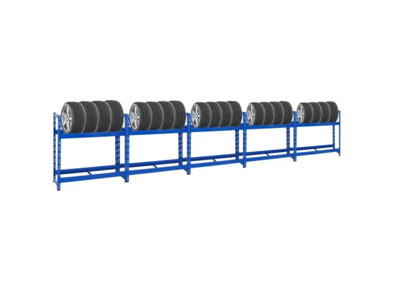 PROREGAL Mega Deal 5x Reifenregal Tiger HxBxT 100 x 110 x 35 cm Bis Zu 40 Reifen Blau