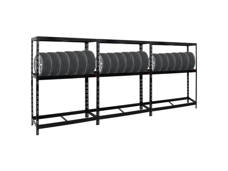 PROREGAL Mega Deal 3x Reifenregal Tiger mit Fachboden HxBxT 180 x 130 x 50 cm Bis Zu Insgesamt 36 Reifen Schwarz