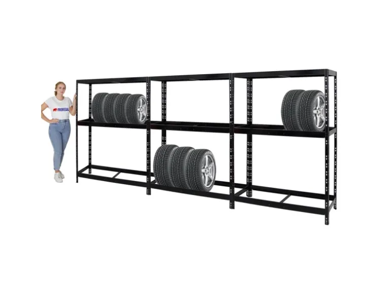 PROREGAL Mega Deal 3x Reifenregal Tiger mit Fachboden HxBxT 180 x 130 x 50 cm Bis Zu Insgesamt 36 Reifen Schwarz