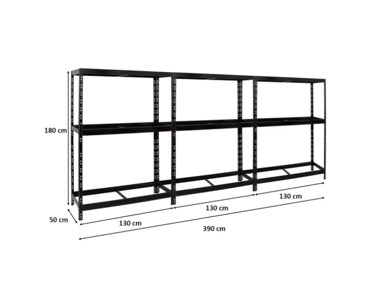 PROREGAL Mega Deal 3x Reifenregal Tiger mit Fachboden HxBxT 180 x 130 x 50 cm Bis Zu Insgesamt 36 Reifen Schwarz