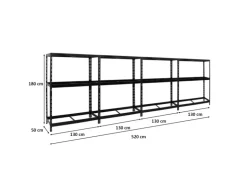 PROREGAL Mega Deal 4x Reifenregal Tiger mit Fachboden HxBxT 180 x 130 x 50 cm Bis Zu Insgesamt 48 Reifen Schwarz