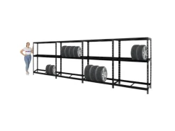 PROREGAL Mega Deal 4x Reifenregal Tiger mit Fachboden HxBxT 180 x 130 x 50 cm Bis Zu Insgesamt 48 Reifen Schwarz