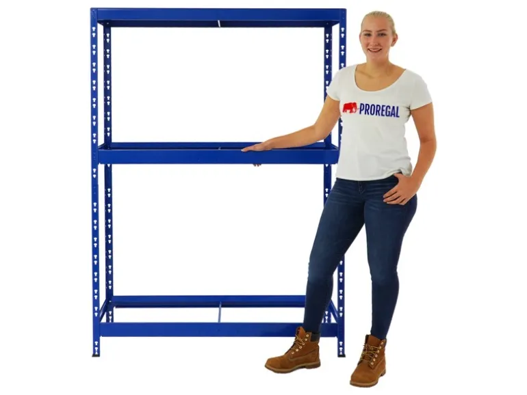 PROREGAL Mega Deal 4x Reifenregal Tiger mit Fachboden HxBxT 180 x 130 x 50 cm Bis Zu Insgesamt 48 Reifen Blau
