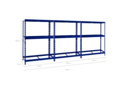 PROREGAL Mega Deal 3x Reifenregal Tiger mit Fachboden HxBxT 180 x 130 x 50 cm Bis Zu Insgesamt 36 Reifen Blau