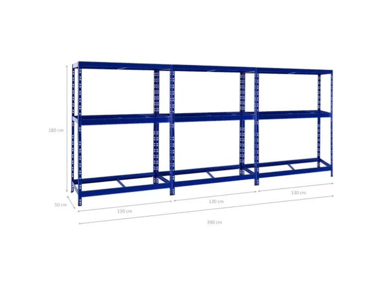 PROREGAL Mega Deal 3x Reifenregal Tiger mit Fachboden HxBxT 180 x 130 x 50 cm Bis Zu Insgesamt 36 Reifen Blau