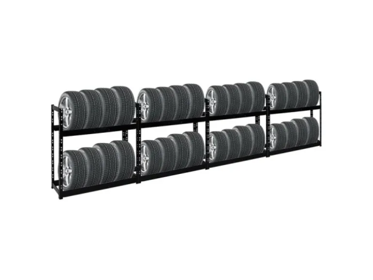 PROREGAL Mega Deal 4x Reifenregal Tiger HxBxT 100 x 110 x 35 cm bis zu 32 Reifen Schwarz