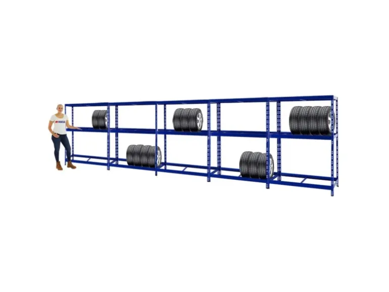 PROREGAL Mega Deal 5x Reifenregal Tiger mit Fachboden HxBxT 180 x 130 x 50 cm Bis Zu Insgesamt 60 Reifen Blau
