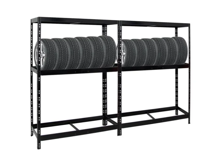 PROREGAL Mega Deal 2x Reifenregal Tiger mit Fachboden HxBxT 180 x 130 x 50 cm Bis Zu Insgesamt 24 Reifen Schwarz