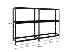 PROREGAL Mega Deal 2x Reifenregal Tiger mit Fachboden HxBxT 180 x 130 x 50 cm Bis Zu Insgesamt 24 Reifen Schwarz