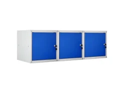 PROREGAL Mega Deal 3x Schließfachwürfel Cubic HxBxT 35 x 35 x 35 cm Grau-Blau