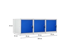 PROREGAL Mega Deal 3x Schließfachwürfel Cubic HxBxT 35 x 35 x 35 cm Grau-Blau