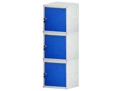 PROREGAL Mega Deal 3x Schließfachwürfel Cubic HxBxT 35 x 35 x 35 cm Grau-Blau