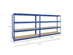 PROREGAL Mega Deal 2x Schwerlastregal Dino HxBxT 180 x 200 x 60 cm Fachlast 600 kg Blau