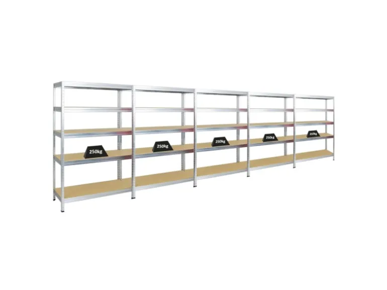 PROREGAL Mega Deal 5x Schwerlastregal Rivet HxBxT 180 x 120 x 45 cm Fachlast 250 kg Verzinkt