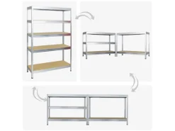 PROREGAL Mega Deal 5x Schwerlastregal Rivet HxBxT 180 x 120 x 45 cm Fachlast 250 kg Verzinkt