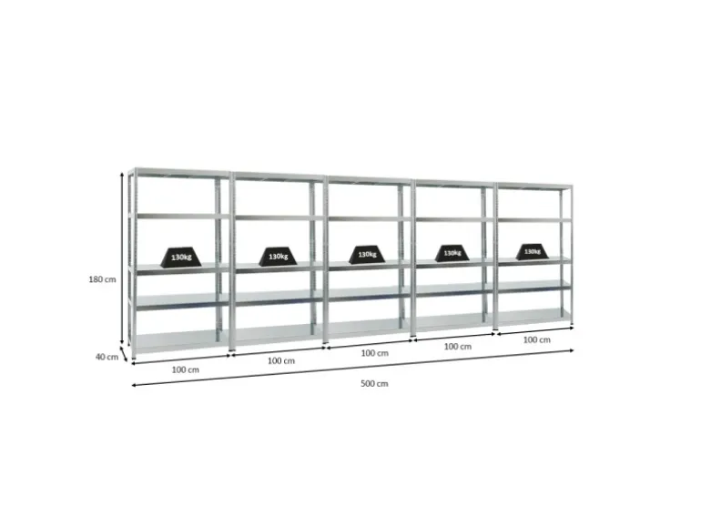 PROREGAL Mega Deal 5x Schwerlastregal Steel Eagle HxBxT 180 x 100 x 40 cm Fachlast 130 kg Verzinkt