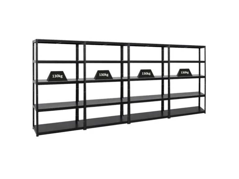 PROREGAL Mega Deal 4x Schwerlastregal Steel Eagle HxBxT 180 x 100 x 40 cm Fachlast 130 kg Schwarz