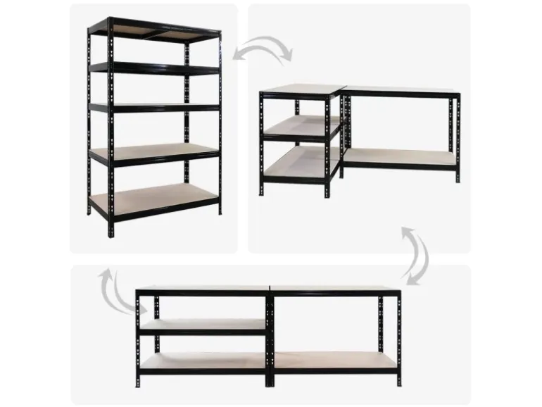 PROREGAL Mega Deal 5X Schwerlastregal Tiger HxBxT 180x120x60cm Fachlast 265kg Schwarz