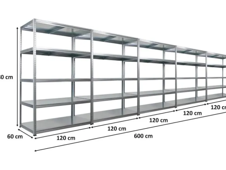 PROREGAL Mega Deal 5x Schwerlastregal Steel Eagle HxBxT 180x120x60cm Fachlast 130kg Verzinkt