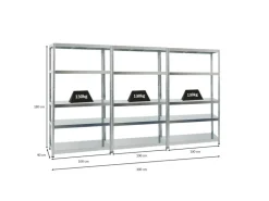 PROREGAL Mega Deal 3x Schwerlastregal Steel Eagle HxBxT 180 x 100 x 40 cm Fachlast 130 kg Verzinkt