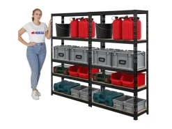 PROREGAL Mega Deal 2x Schwerlastregal APOLLO HxBxT 150 x 90 x 30 cm Fachlast 175kg Schwarz