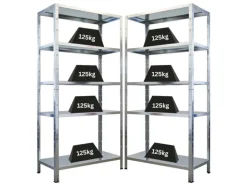 PROREGAL Mega Deal 2x Schwerlastregal Ares HxBxT 180x90x40cm Fachlast 125 kg Verzinkt