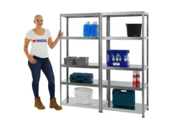 PROREGAL Mega Deal 2x Schwerlastregal Steel Eagle HxBxT 180 x 80 x 40 cm Fachlast 130 kg Verzinkt