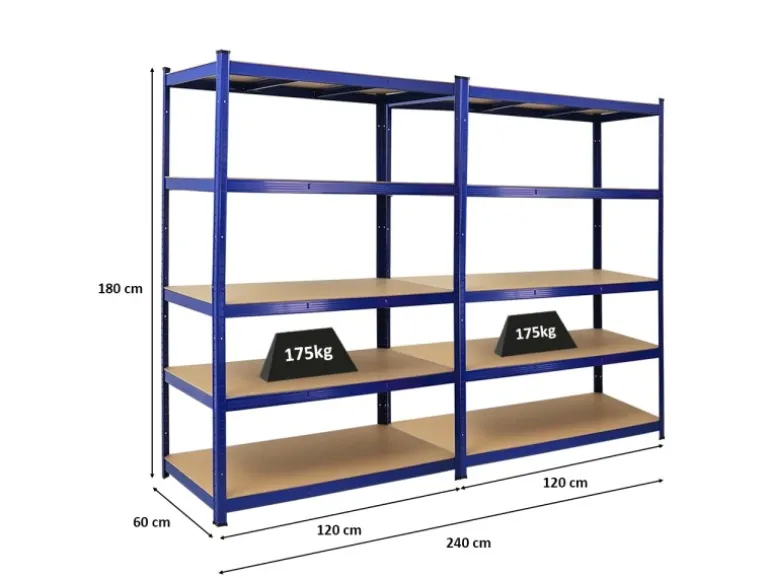 PROREGAL Mega Deal 2x Schwerlastregal Taurus HxBxT 180 x 120 x 60 cm Fachlast 175 kg Blau