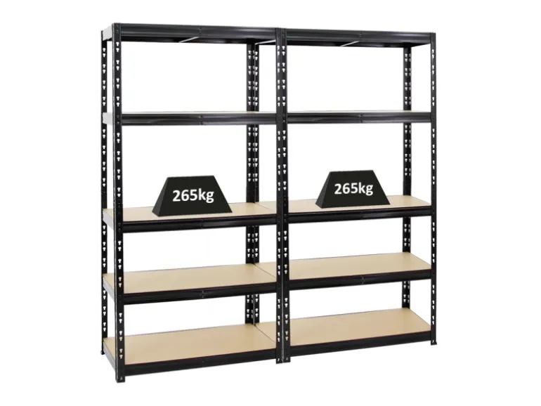 PROREGAL Mega Deal 2x Schwerlastregal Tiger HxBxT 180 x 90 x 45 cm Fachlast 265 kg 5-Ebenen Schwarz