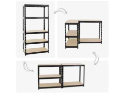 PROREGAL Mega Deal 2x Schwerlastregal Tiger HxBxT 180 x 90 x 45 cm Fachlast 265 kg 5-Ebenen Schwarz
