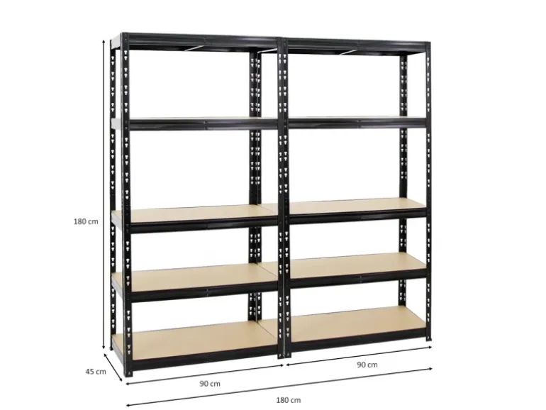 PROREGAL Mega Deal 2x Schwerlastregal Tiger HxBxT 180 x 90 x 45 cm Fachlast 265 kg 5-Ebenen Schwarz