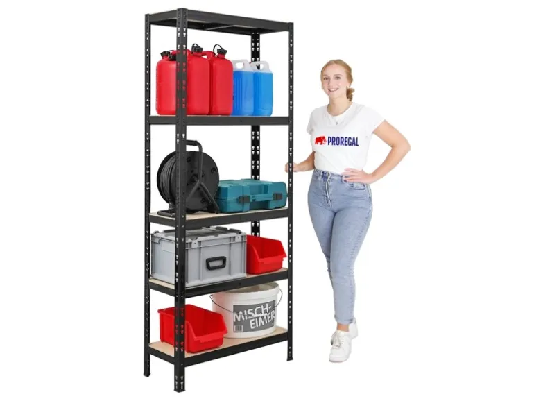PROREGAL Mega Deal 2x Schwerlastregal APOLLO HxBxT 180 x 75 x 30 cm Fachlast 175kg Schwarz